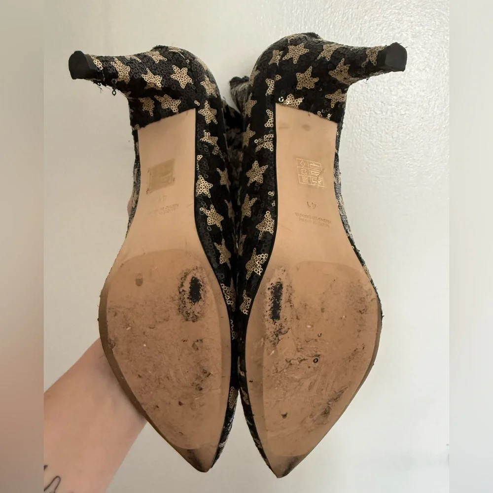 Free People Starry Black and Gold Heeled Boots - Picture 12 of 13